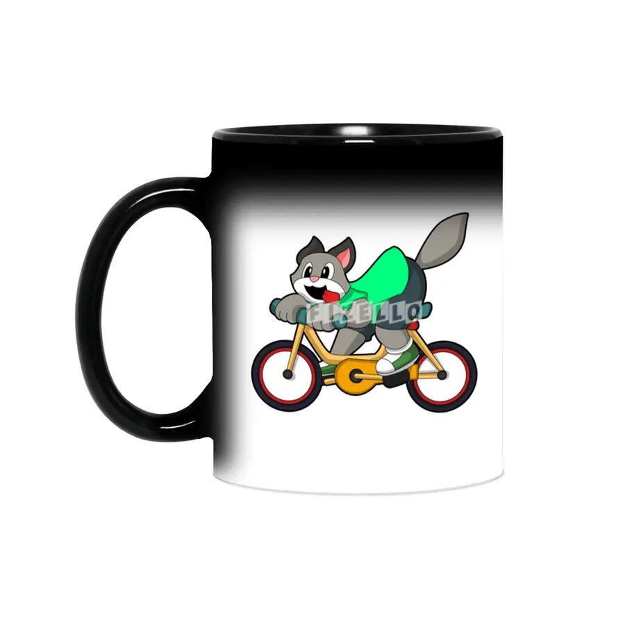 Cat with Bicycle Sihirli Kupa