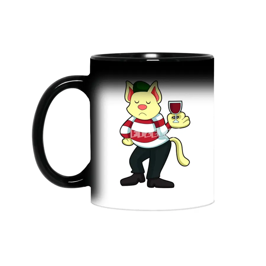 Cat with Glass of Red wine Sihirli Kupa
