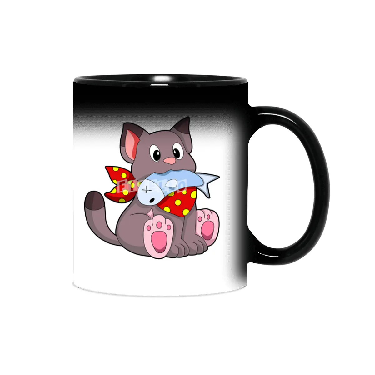 Cat with Ribbon & Fish Sihirli Kupa