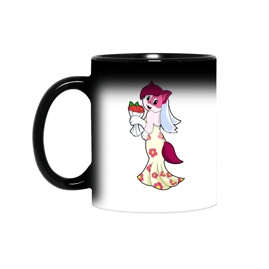 Cat with Wedding dress & Bunch of Flower Sihirli Kupa