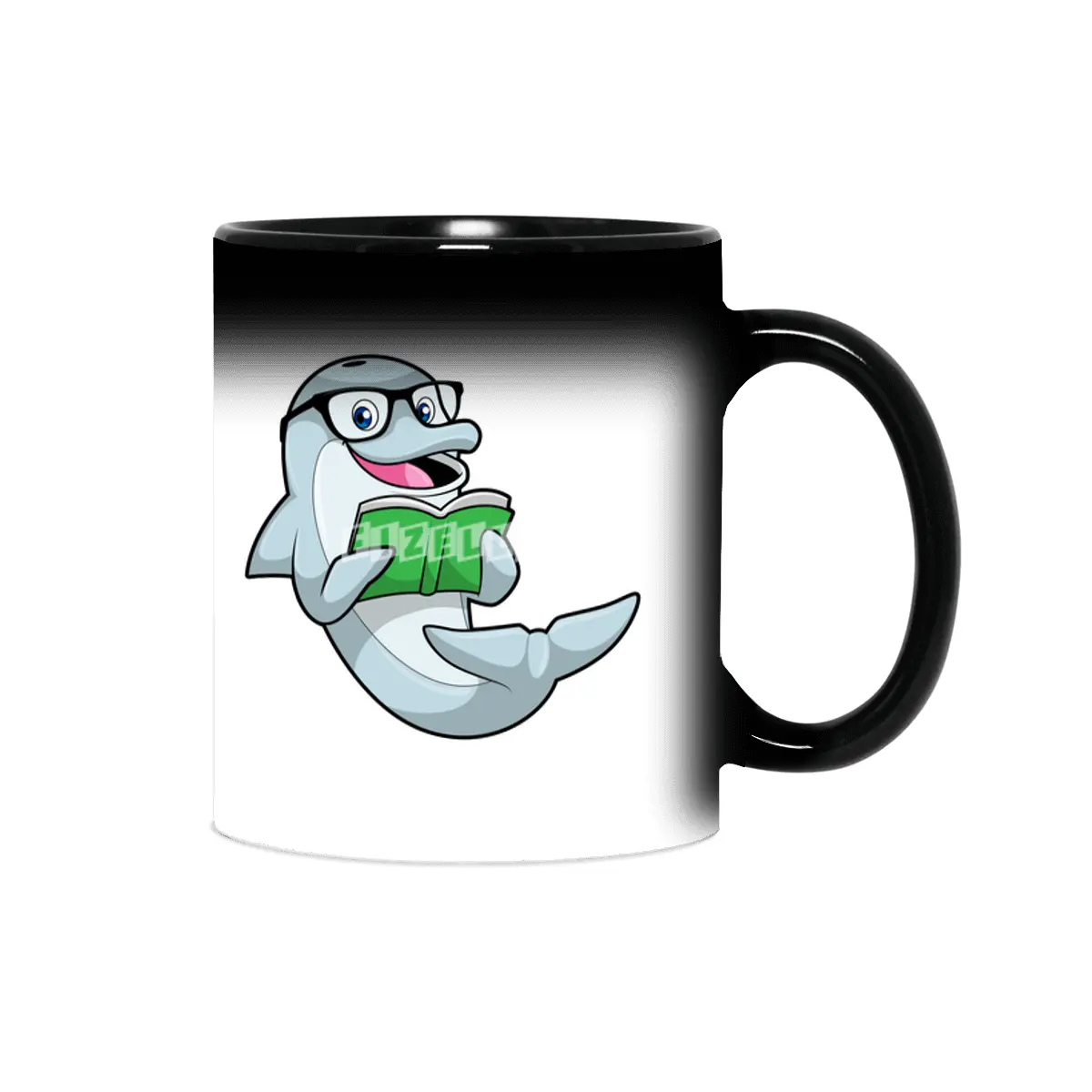 Dolphin as Nerd with Glasses & Book Sihirli Kupa