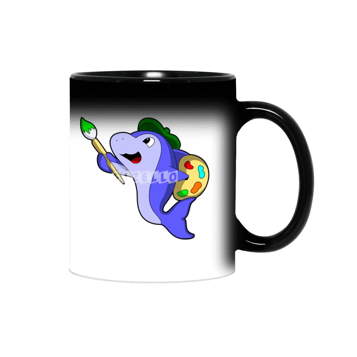 Dolphin as Painter with Colour & Brush Sihirli Kupa