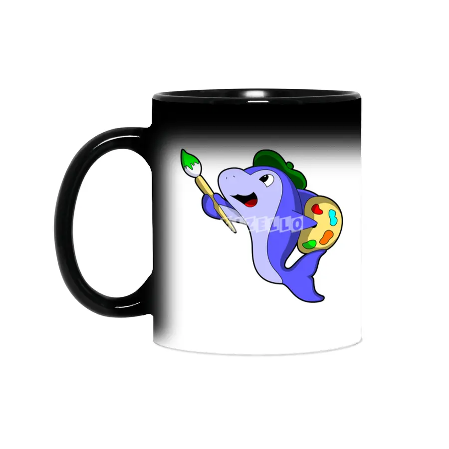 Dolphin as Painter with Colour & Brush Sihirli Kupa