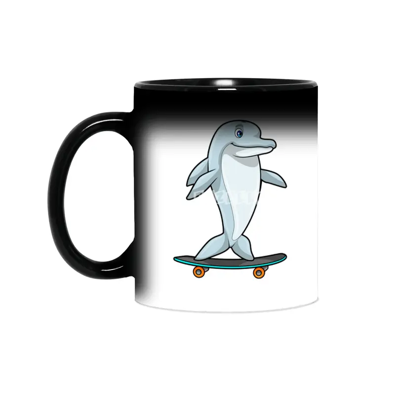 Dolphin as Skater with Skateboard Sihirli Kupa