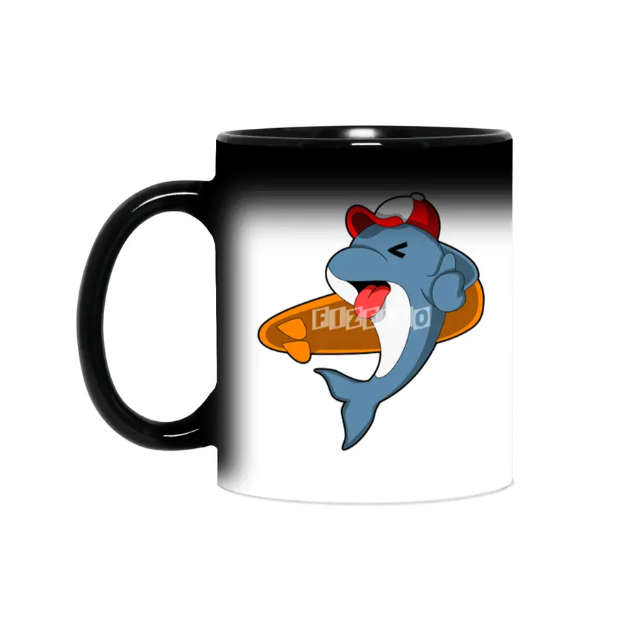 Dolphin as Surfer with Surfboard Sihirli Kupa
