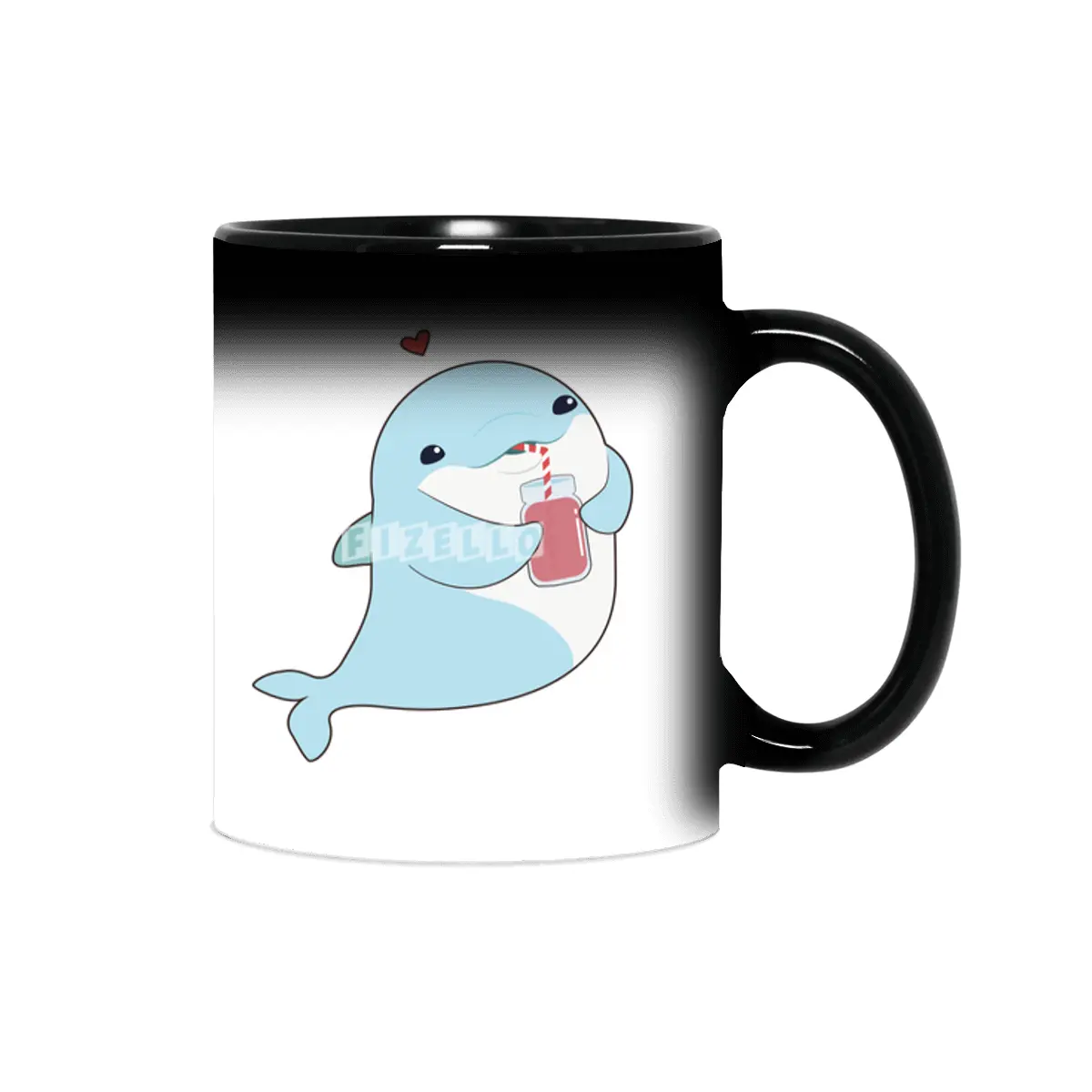 Dolphin with Drink & Heart Sihirli Kupa