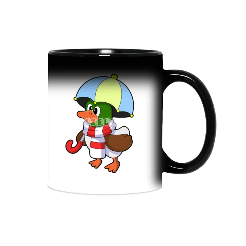 Duck at Raining with Umbrella Sihirli Kupa