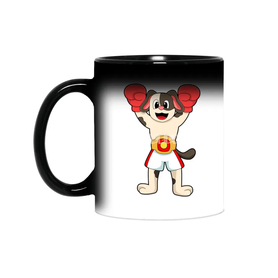 Dog as Boxing champion with Belt & Boxing gloves Sihirli Kupa