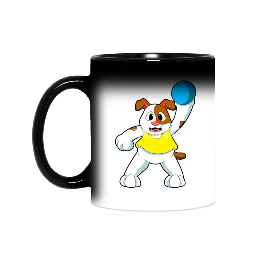 Dog as Handball player with handball Sihirli Kupa