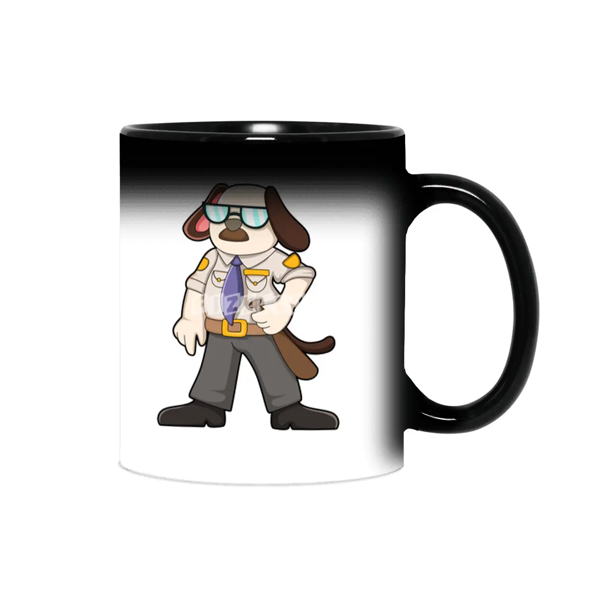 Dog as Police officer with Baton & Sunglasses Sihirli Kupa