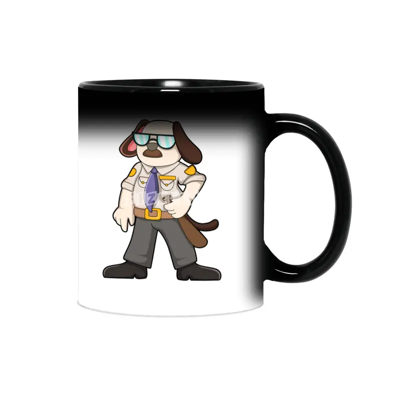 Dog as Police officer with Baton & Sunglasses Sihirli Kupa