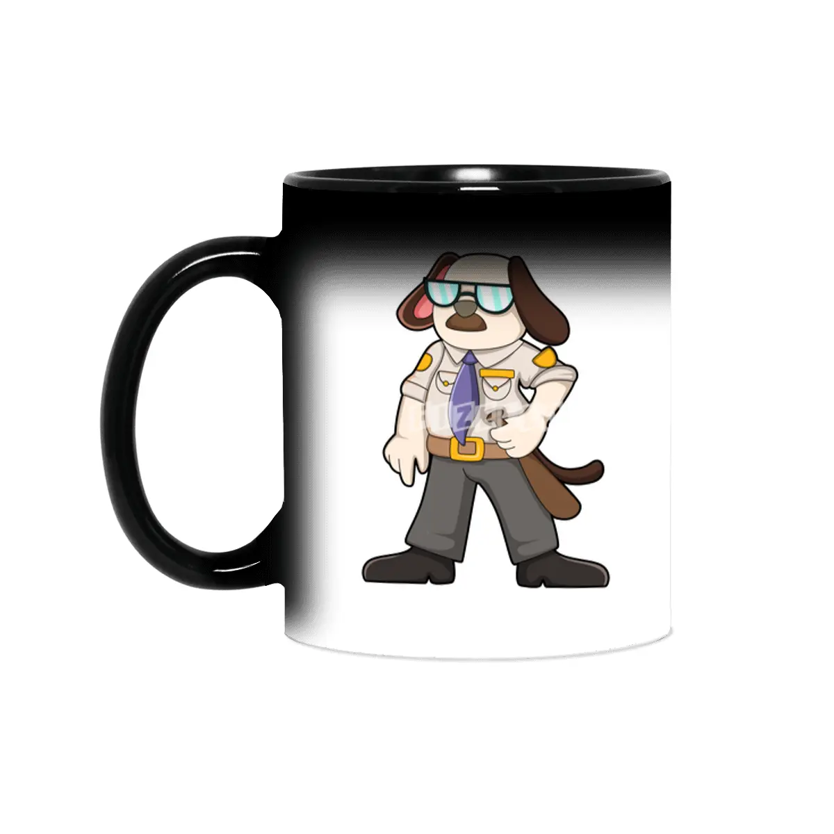 Dog as Police officer with Baton & Sunglasses Sihirli Kupa