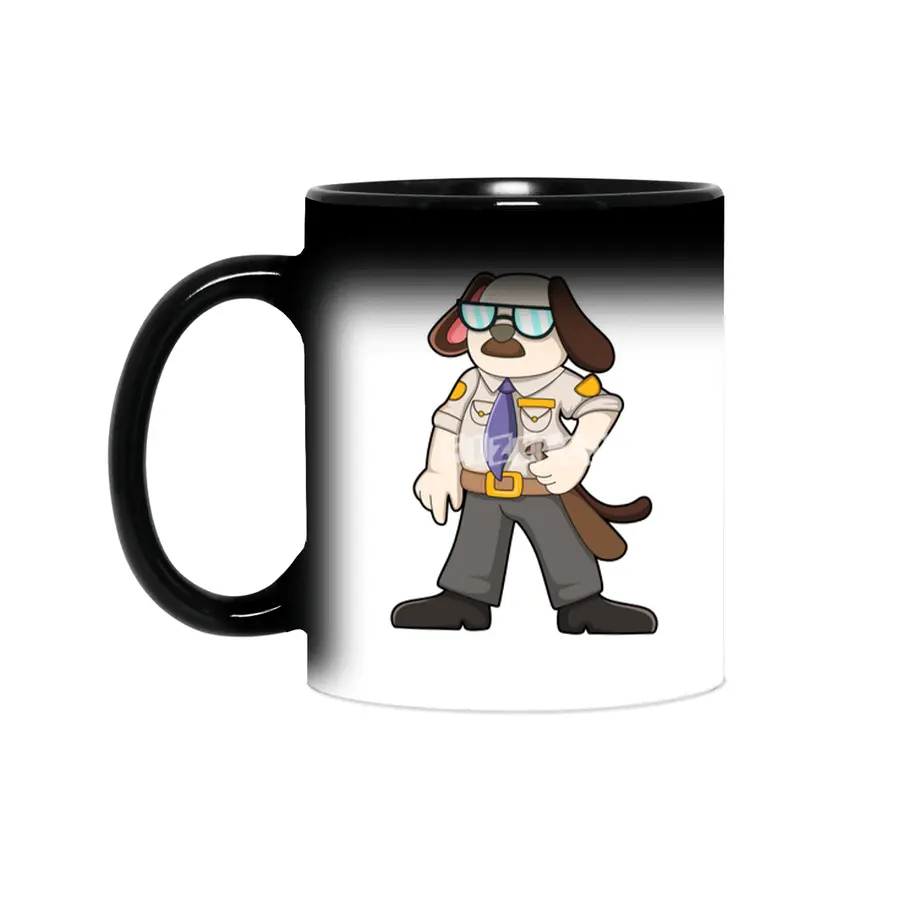 Dog as Police officer with Baton & Sunglasses Sihirli Kupa