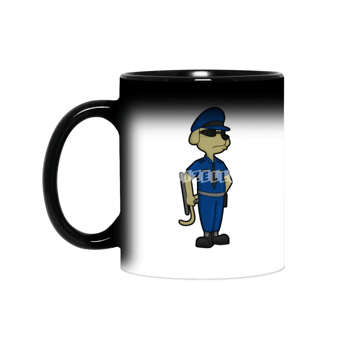 Dog as Police officer with Baton & Sunglasses Sihirli Kupa