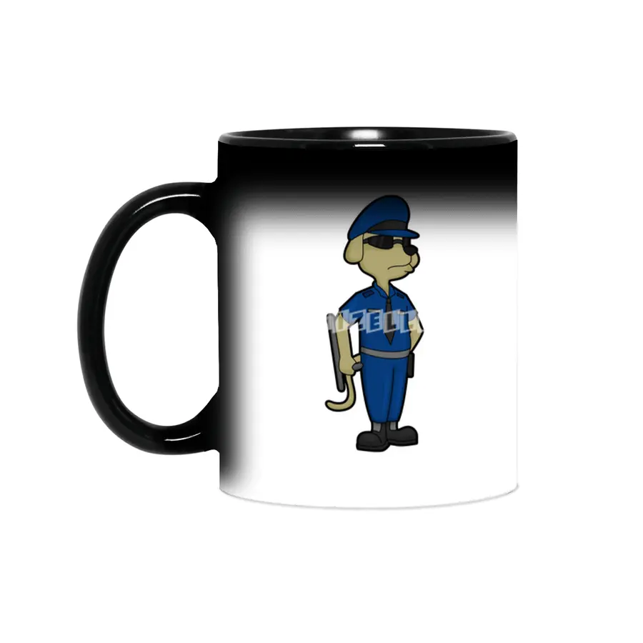 Dog as Police officer with Baton & Sunglasses Sihirli Kupa
