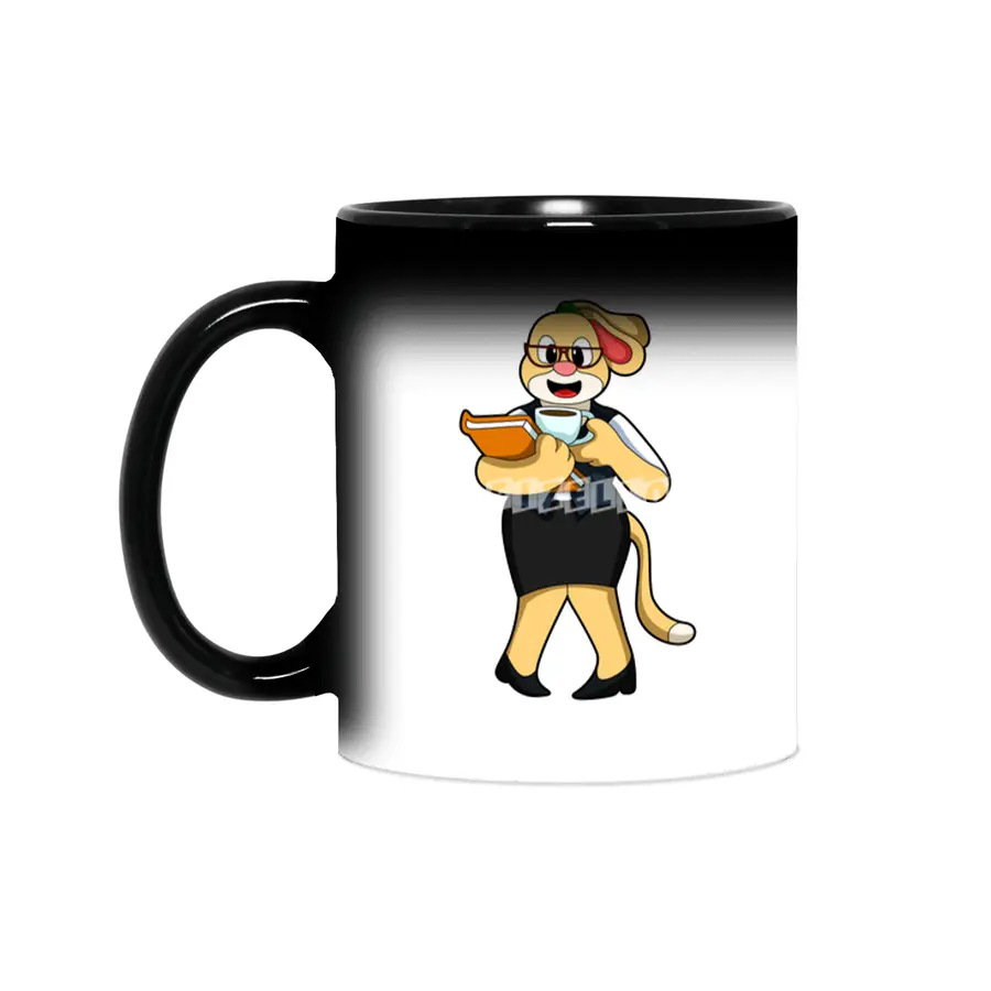 Dog as Secretary with Cup of Coffee Sihirli Kupa