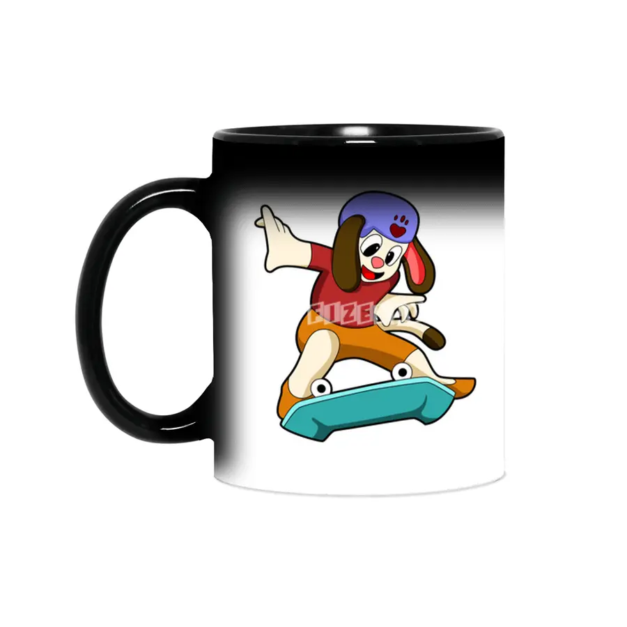 Dog as Skater with Skateboard Sihirli Kupa