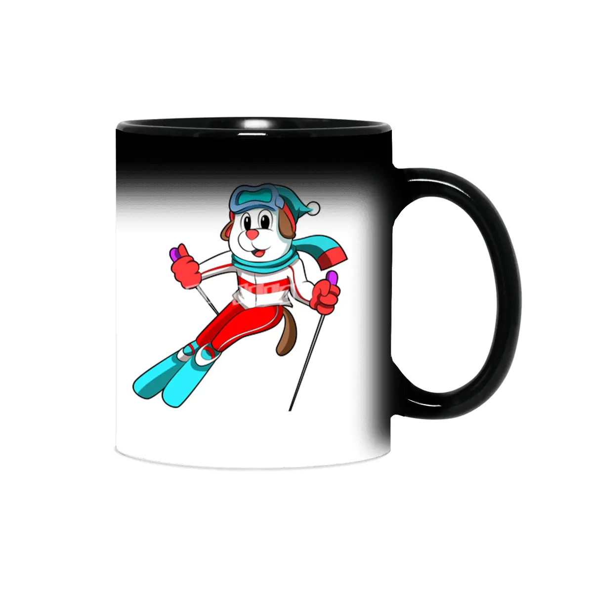 Dog as Skier with Skis Sihirli Kupa
