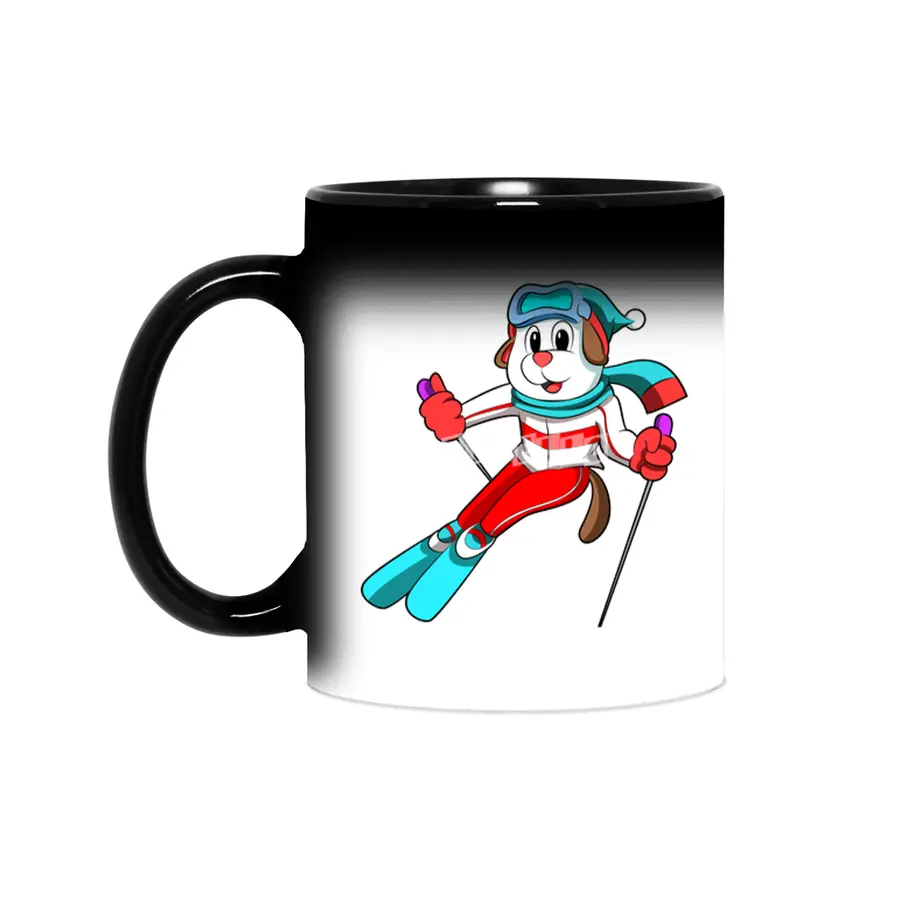 Dog as Skier with Skis Sihirli Kupa