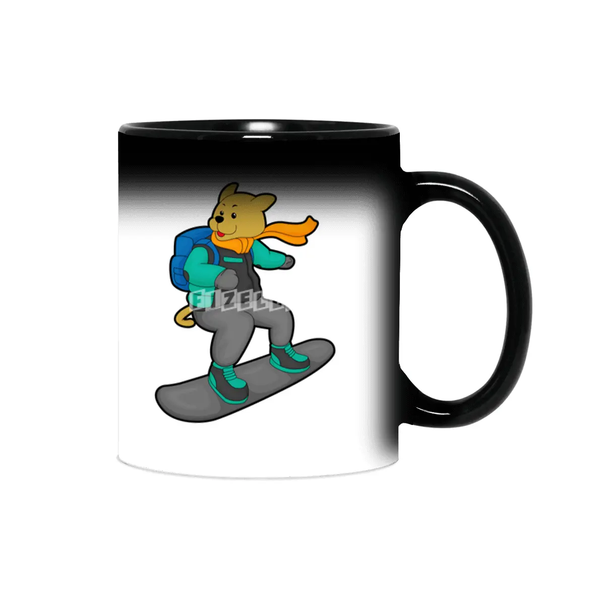 Dog as Snowboarder with Snowboard & Backpack Sihirli Kupa