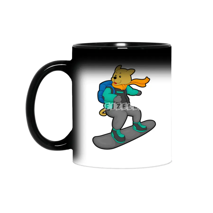 Dog as Snowboarder with Snowboard & Backpack Sihirli Kupa