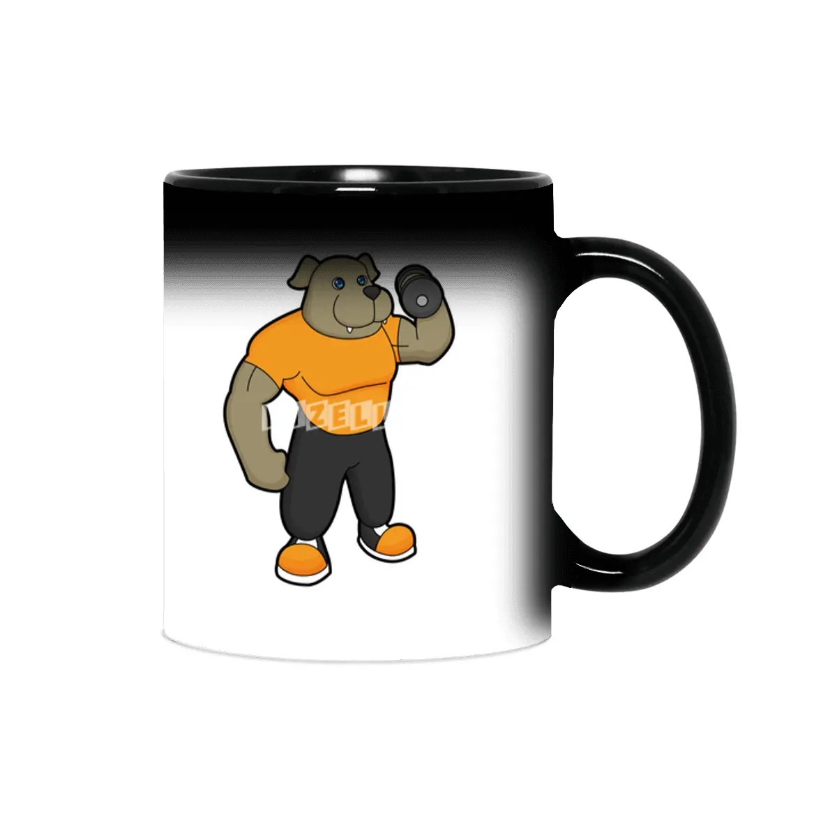 Dog at Fitness with Dumbbell Sihirli Kupa