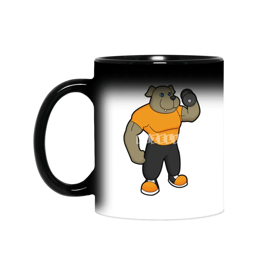 Dog at Fitness with Dumbbell Sihirli Kupa