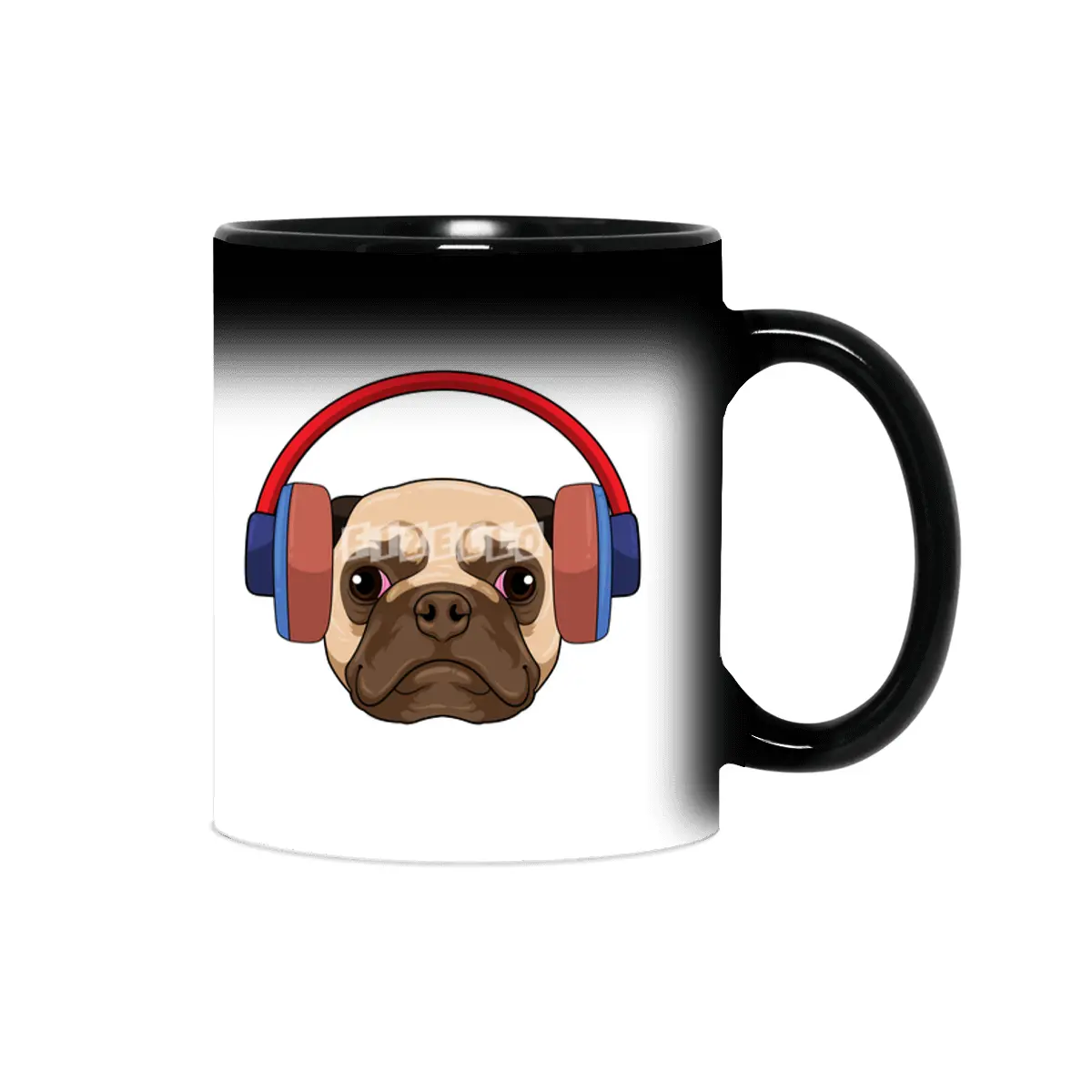 Dog at Music with Headphone Sihirli Kupa