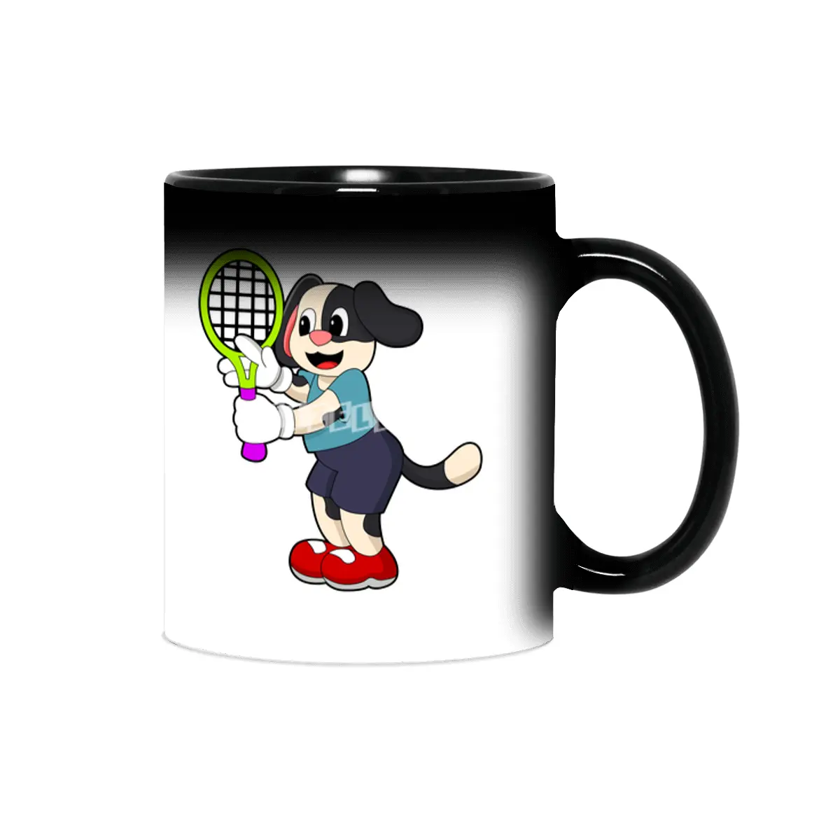 Dog at Tennis with Tennis racket Sihirli Kupa