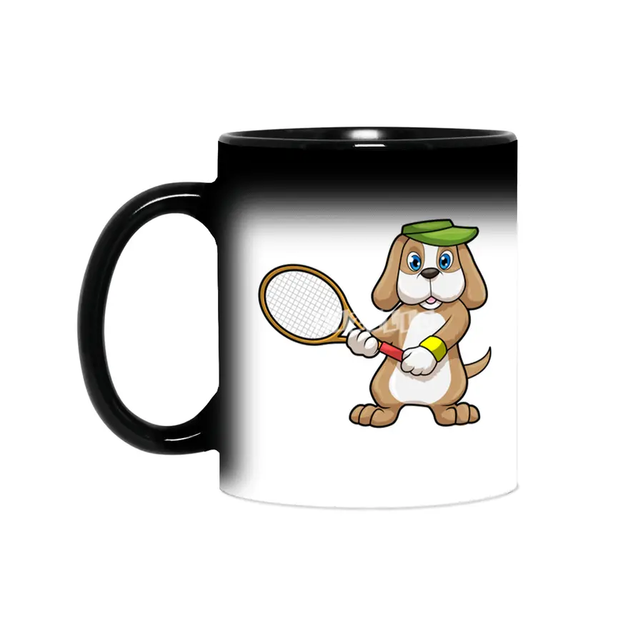 Dog at Tennis with Tennis racket & Cap Sihirli Kupa