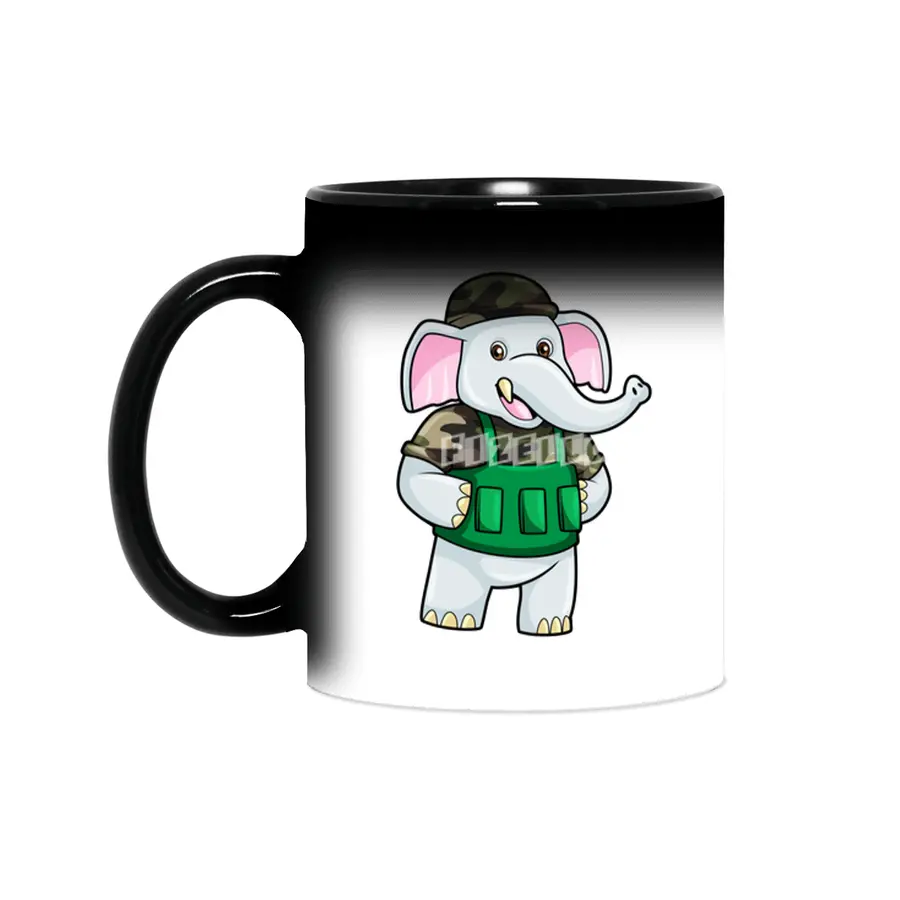 Elephant as Soldier with Uniform & Helmet Sihirli Kupa