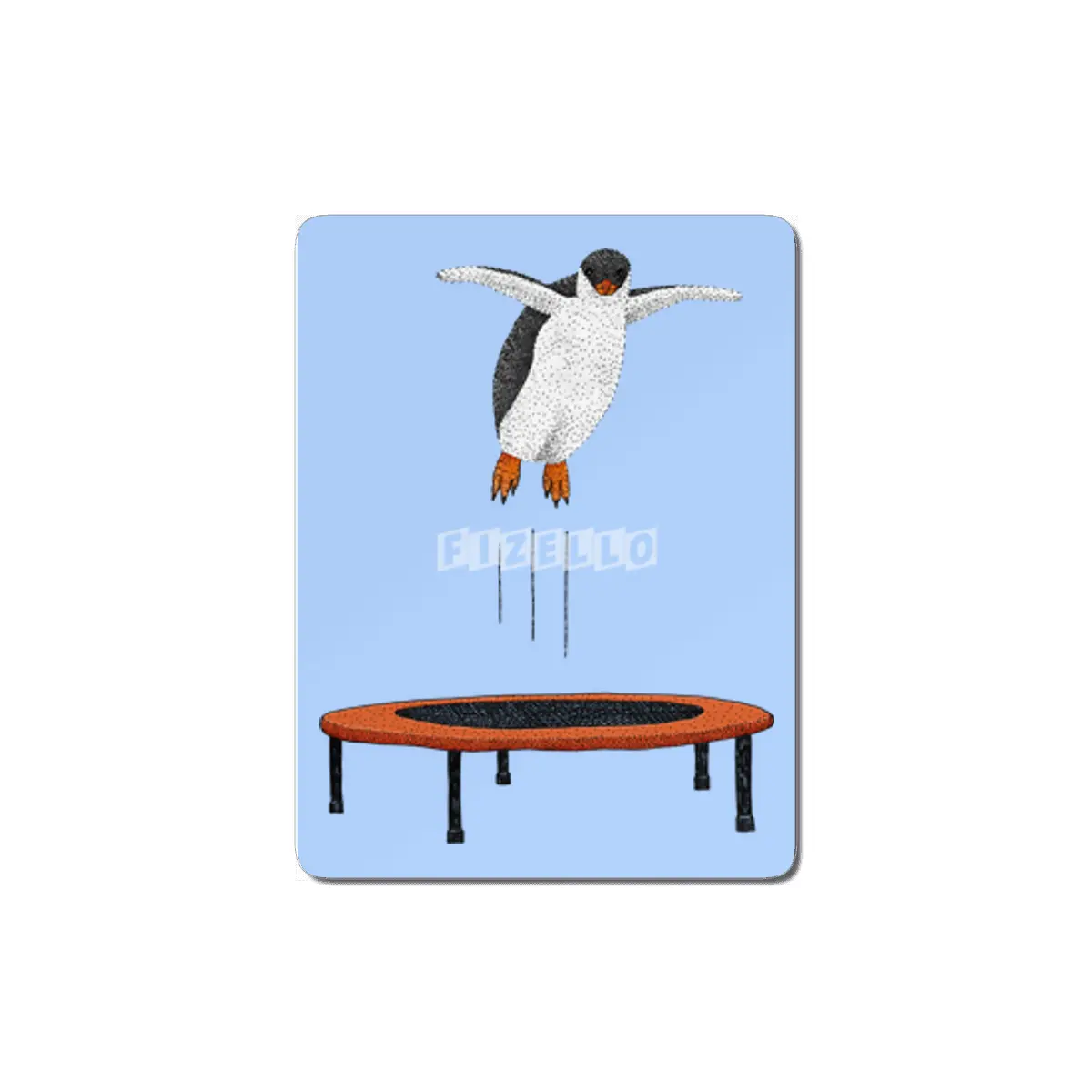 Penguin On A Trampoline MDF Tablo