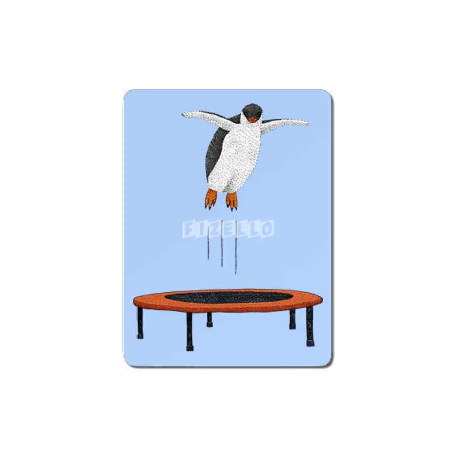 Penguin On A Trampoline MDF Tablo