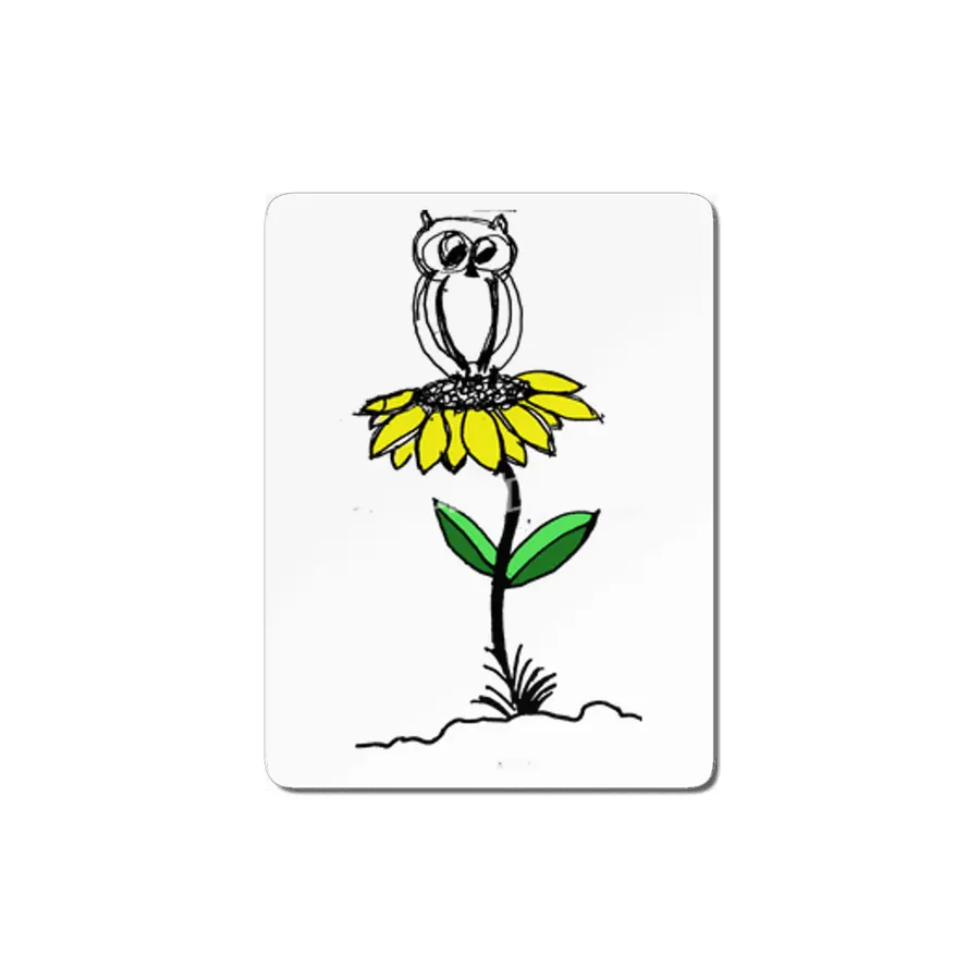 Owl on Yellow Flower MDF Tablo