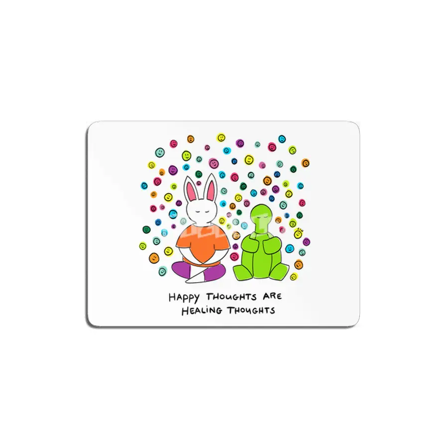 Bunny Daze Yoga - Happy Thoughts Are Healing Thoughts MDF Tablo