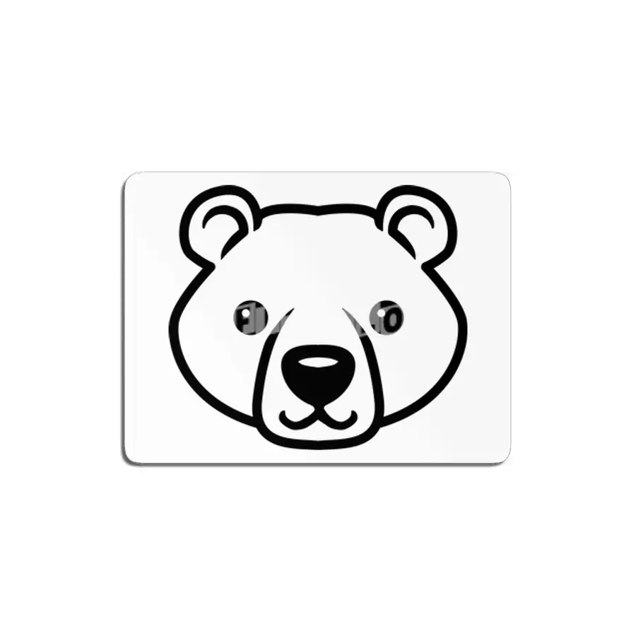 Bear Black and White Minimalist Pictogram MDF Tablo