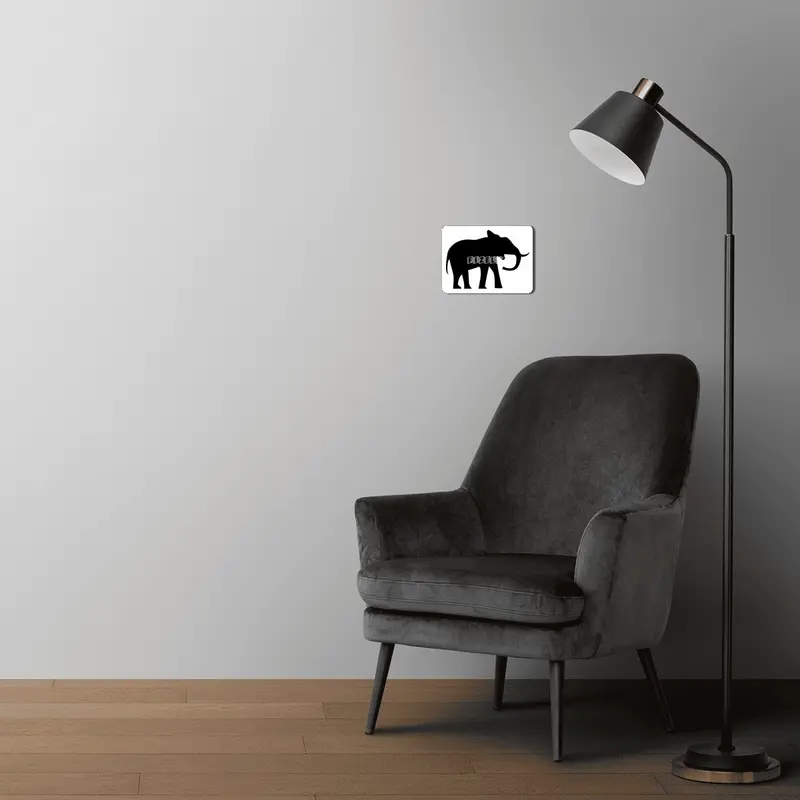 Elephant Silhouette MDF Tablo