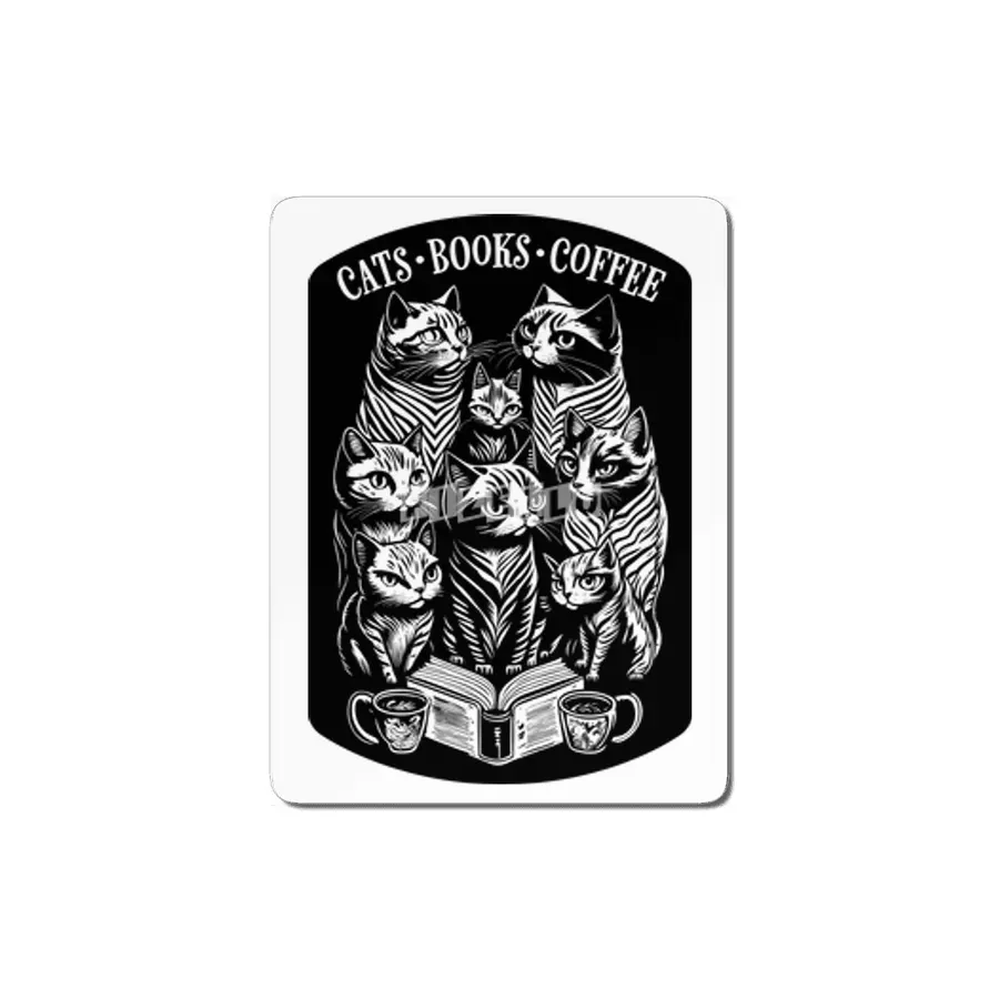 Cats Books Coffee Funny Bookish Cat Lover MDF Tablo