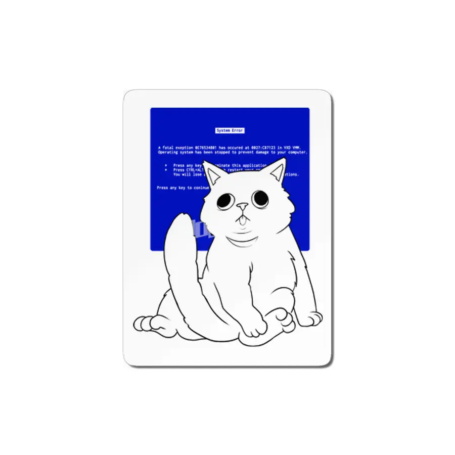 Blue Screen Cat MDF Tablo