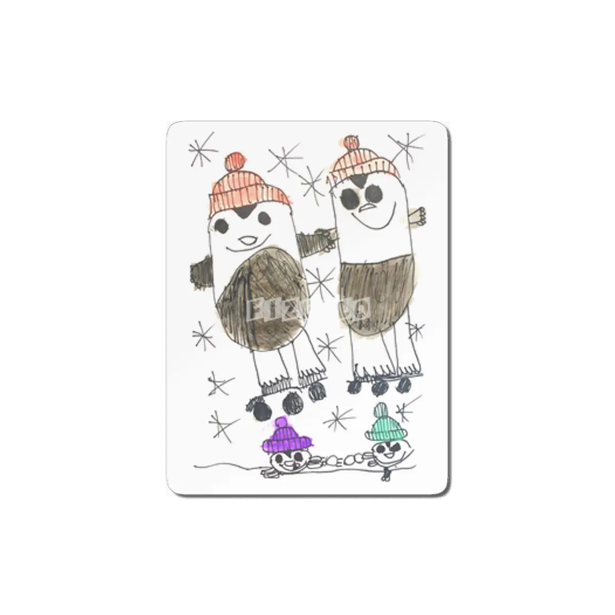 Four Cute Penguins MDF Tablo