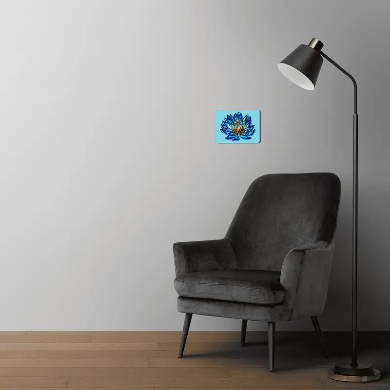 Blue Lily Flower Monster With Weird Eyes MDF Tablo