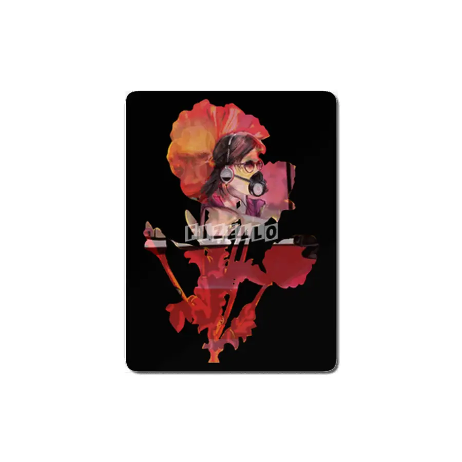 Against Contamination flower and gas mask MDF Tablo