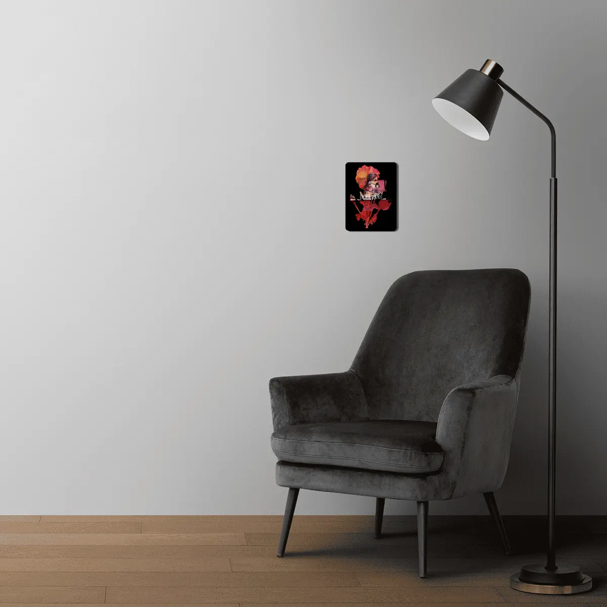 Against Contamination flower and gas mask MDF Tablo
