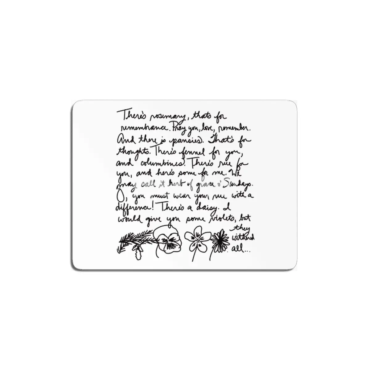 Shakespeare - Hamlet - Ophelia's Flower Speech MDF Tablo