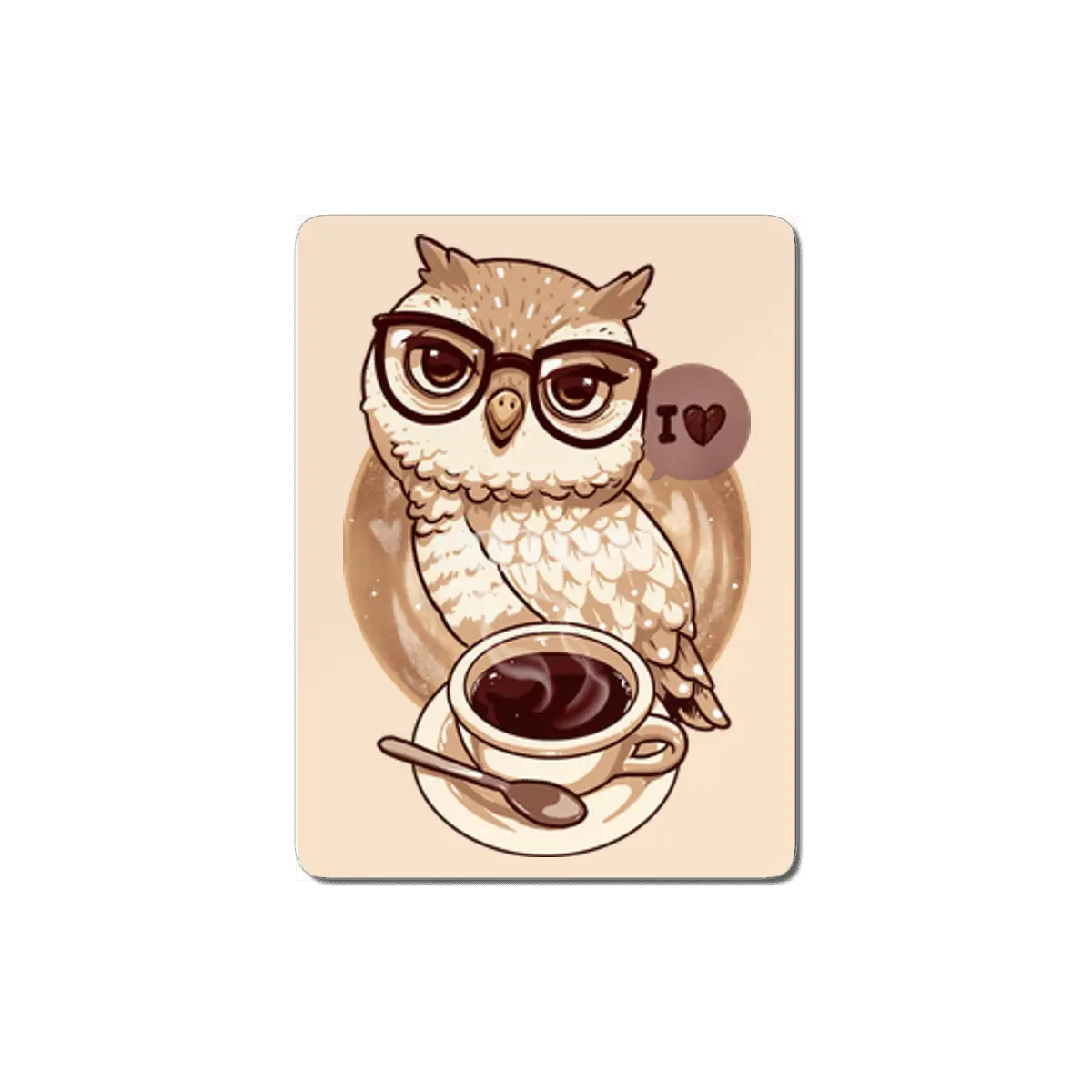 Coffe Lover Owl MDF Tablo