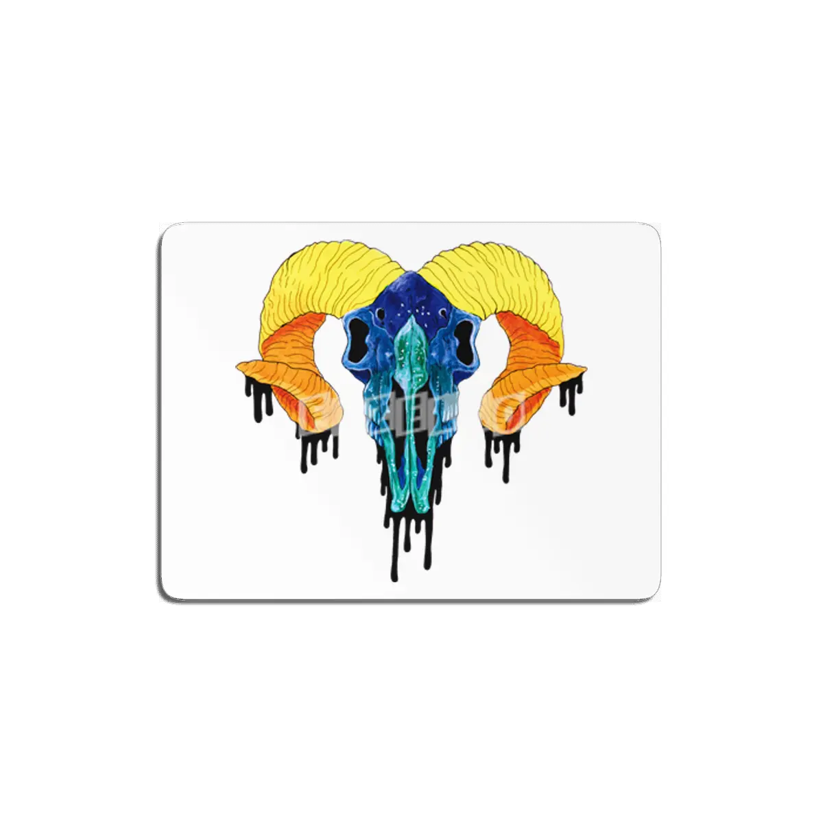 Colorful Ram Skull MDF Tablo