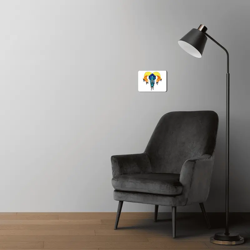 Colorful Ram Skull MDF Tablo