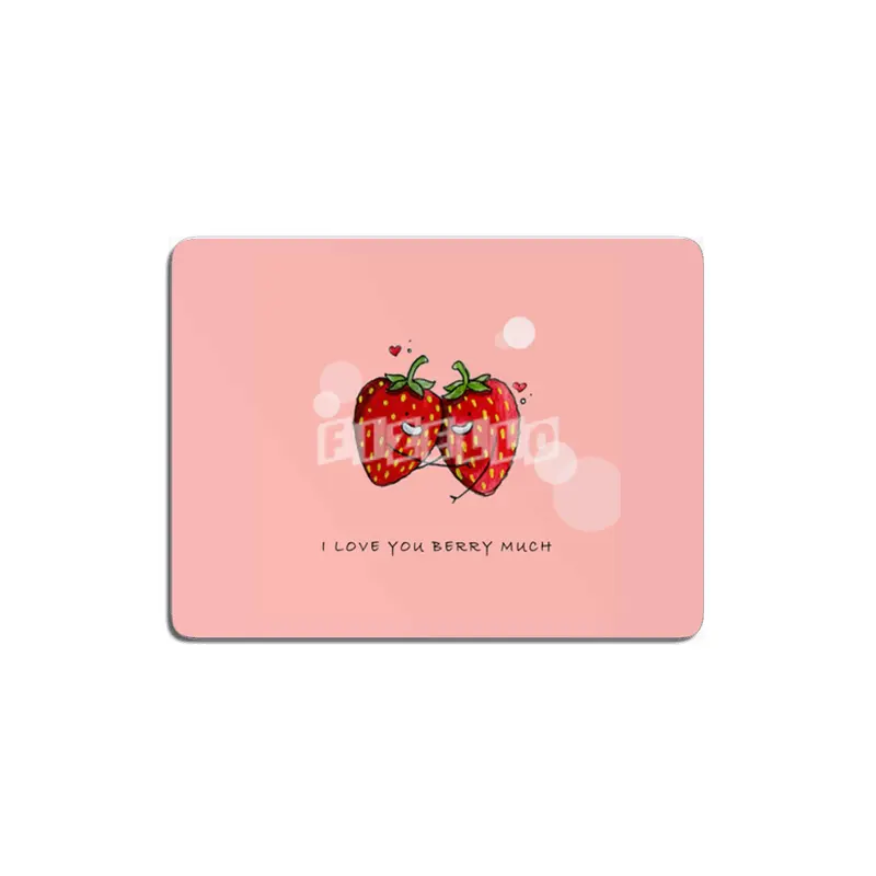 Cute Strawberry Couple with "I Love You Berry Much" MDF Tablo