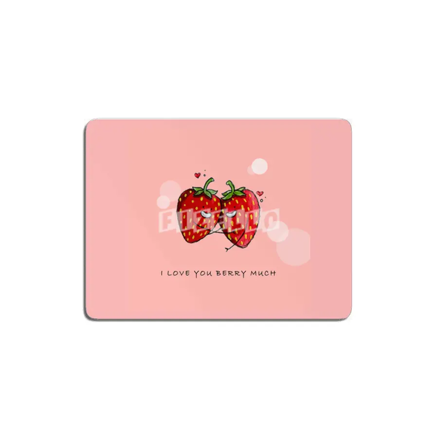 Cute Strawberry Couple with "I Love You Berry Much" MDF Tablo