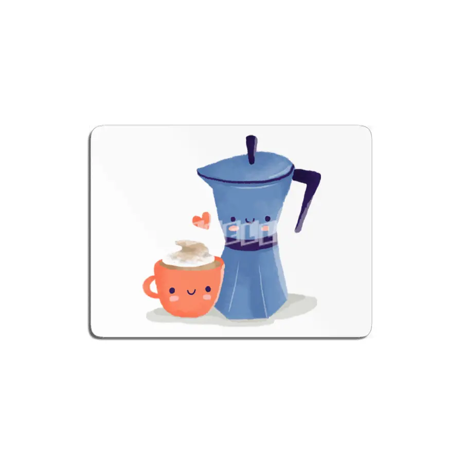 Cute coffee couple illustration MDF Tablo
